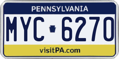 PA license plate MYC6270