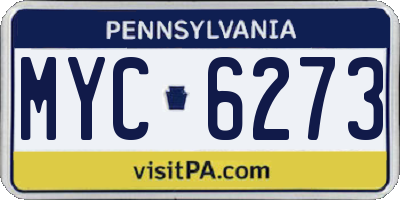 PA license plate MYC6273