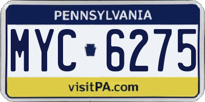 PA license plate MYC6275