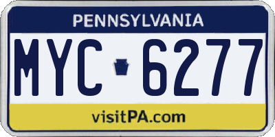 PA license plate MYC6277