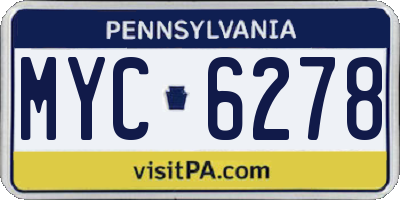 PA license plate MYC6278