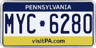 PA license plate MYC6280