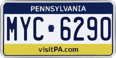 PA license plate MYC6290