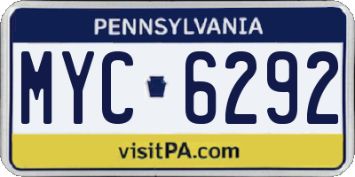 PA license plate MYC6292