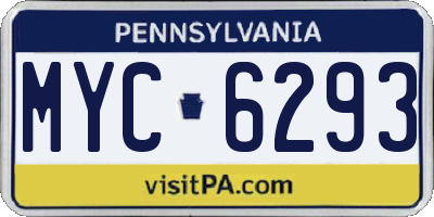 PA license plate MYC6293