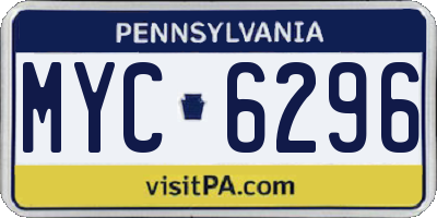 PA license plate MYC6296