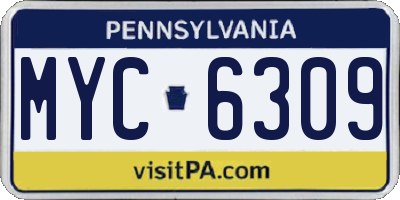 PA license plate MYC6309