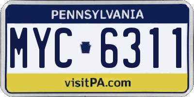 PA license plate MYC6311