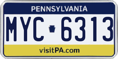 PA license plate MYC6313