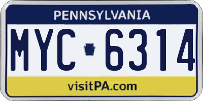 PA license plate MYC6314