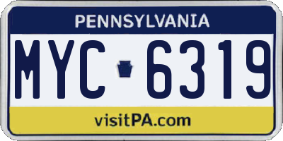 PA license plate MYC6319