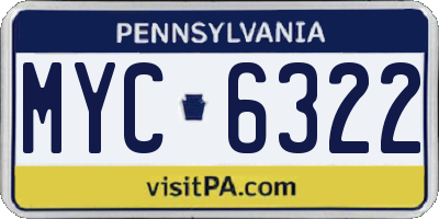 PA license plate MYC6322