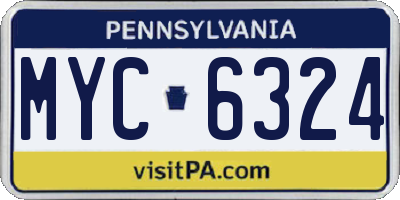 PA license plate MYC6324