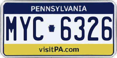 PA license plate MYC6326