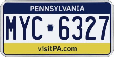 PA license plate MYC6327