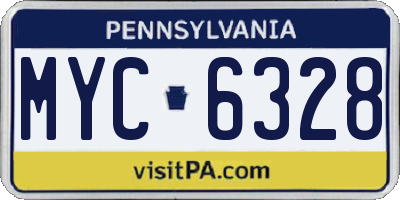 PA license plate MYC6328