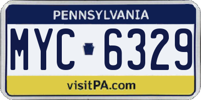 PA license plate MYC6329