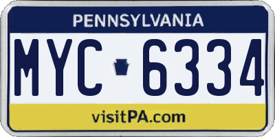 PA license plate MYC6334
