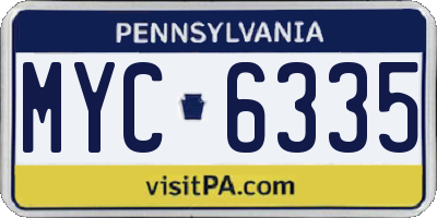 PA license plate MYC6335