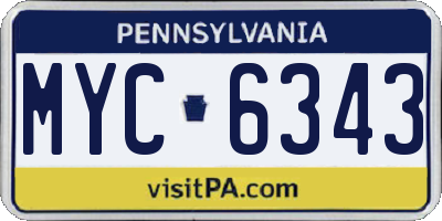 PA license plate MYC6343