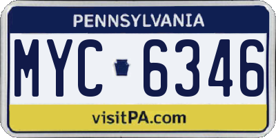 PA license plate MYC6346