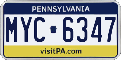 PA license plate MYC6347