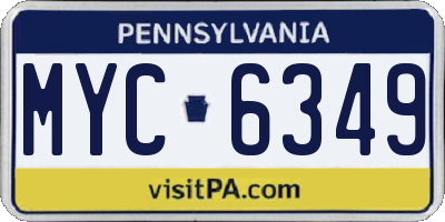 PA license plate MYC6349