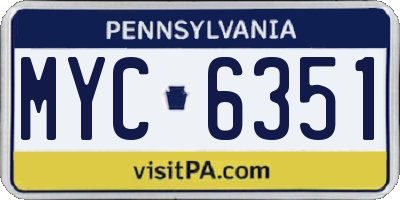 PA license plate MYC6351