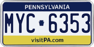 PA license plate MYC6353