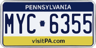 PA license plate MYC6355