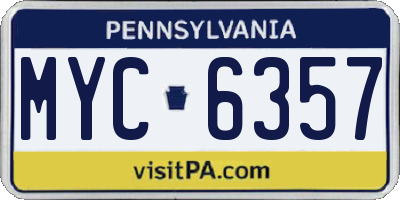 PA license plate MYC6357