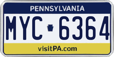 PA license plate MYC6364