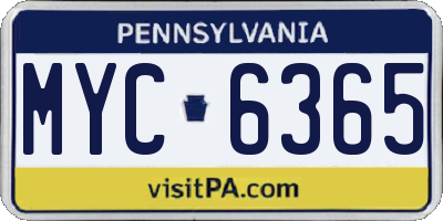PA license plate MYC6365