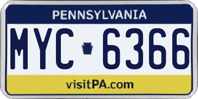 PA license plate MYC6366