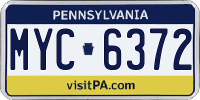PA license plate MYC6372