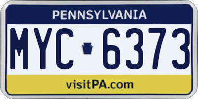 PA license plate MYC6373