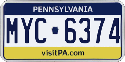 PA license plate MYC6374