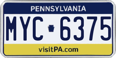 PA license plate MYC6375