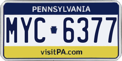 PA license plate MYC6377
