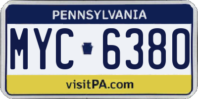 PA license plate MYC6380
