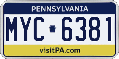 PA license plate MYC6381