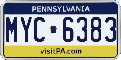 PA license plate MYC6383