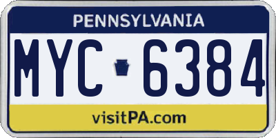 PA license plate MYC6384