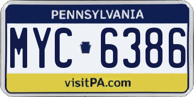 PA license plate MYC6386