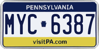 PA license plate MYC6387