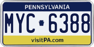 PA license plate MYC6388
