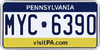 PA license plate MYC6390
