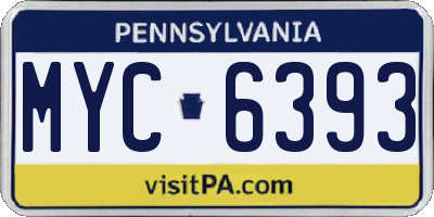 PA license plate MYC6393