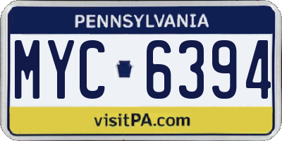 PA license plate MYC6394