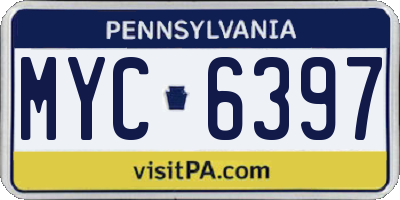 PA license plate MYC6397